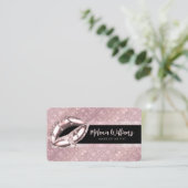 Lippen Makeup Artist Trendy Black Rose Gold Glitze Visitenkarte (Stehend Vorderseite)