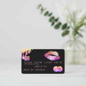 Lippen Makeup Lipstick Kreditkarte Stilvolle Rose Visitenkarte (Stehend Vorderseite)