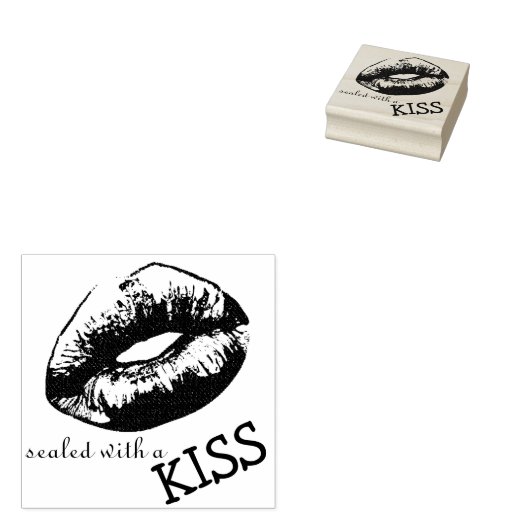 Lippen - mit Kuss versiegelt Gummistempel (Stempel)