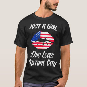 Lippen Mouth Liebe American Flag Neptun City T-Shirt