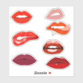 Lippen Mouth Lipstick Rot Aufkleber (Blatt)