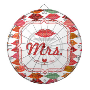 Lippen Mrs. Hipster Vintage Retro Braut Dartscheibe
