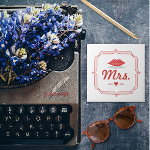 Lippen Mrs. Hipster Vintage Retro Braut Fliese