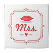 Lippen Mrs. Hipster Vintage Retro Braut Fliese (Vorderseite)