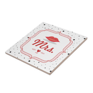 Lippen Mrs. Hipster Vintage Retro Braut Fliese