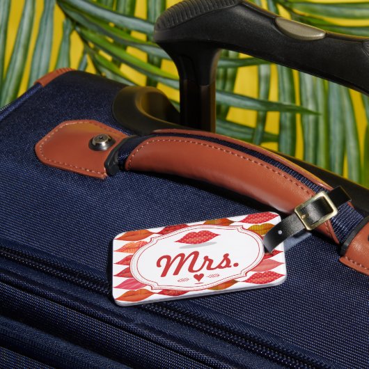 Lippen Mrs. Hipster Vintage Retro Braut Gepäckanhänger (Vorderseite Insitu 3)
