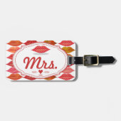 Lippen Mrs. Hipster Vintage Retro Braut Gepäckanhänger (Vorderseite horizontal)