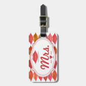 Lippen Mrs. Hipster Vintage Retro Braut Gepäckanhänger (Vorderseite vertikal)
