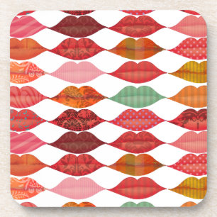 Lippen Mrs. Hipster Vintage Retro Braut Getränkeuntersetzer