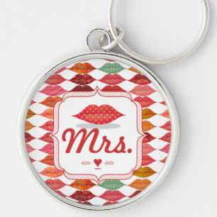Lippen Mrs. Hipster Vintage Retro Braut Schlüsselanhänger