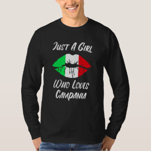 Lippen Mund Liebe Italienische Flagge Kampanien T-Shirt