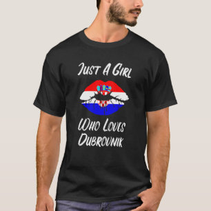 Lippen Mund Liebe Kroatien Flagge Dubrovnik T-Shirt