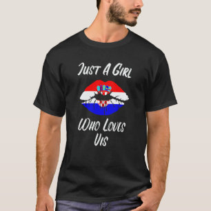 Lippen Mund Liebe Kroatien Flagge Vis T-Shirt