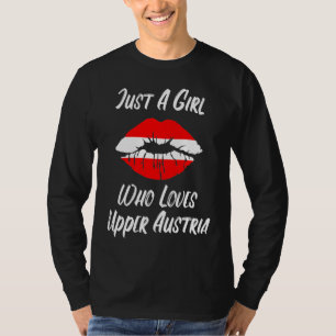 Lippen Mund Liebe Österreich Flagge Oberösterreich T-Shirt