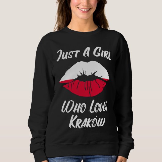 Lippen Mund Liebe Polnische Flagge Krakau Sweatshirt (Vorderseite)