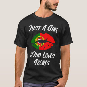 Lippen Mund Liebe Portugiesische Flagge Azoren T-Shirt