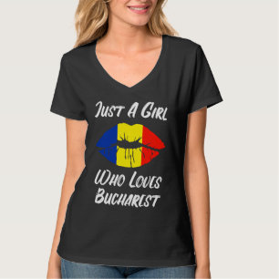 Lippen Mund Liebe Rumänische Flagge Bukarest T-Shirt