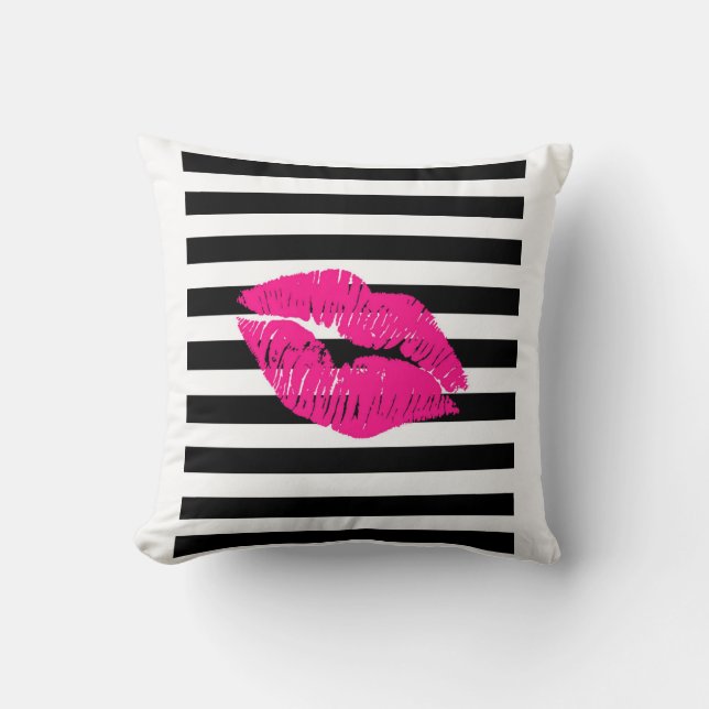 Lippen, Pinklippen, zacken Lippen, bilden Kunst, Kissen (Vorderseite)