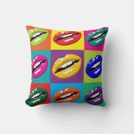 Lippen Pop Art Quadrate große Drucke Kissen