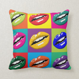 Lippen Pop Art Quadrate große Drucke Kissen