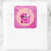 Lippen Quadratischer Aufkleber (Tasche)