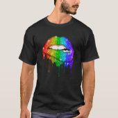Lippen Rainbow Lips Pride Gay Homosexuell Lesbian T-Shirt (Vorderseite)