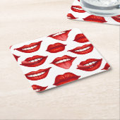 Lippen Rechteckiger Pappuntersetzer (angewinkelt)