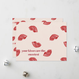 Lippen Rot auf beige Farbe Großes Valentin Feiertagskarte