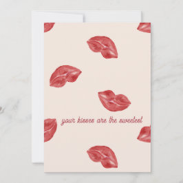 Lippen Rot auf beige Farbvalentin Feiertagskarte