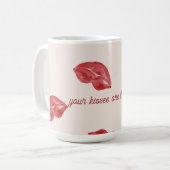 Lippen Rot auf beige Farbvalentin Kaffeetasse (Vorderseite Links)
