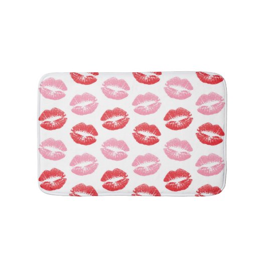 Lippen, rot und rosa, Lippenmuster, Lippenstift, K Badematte (Vorderseite)