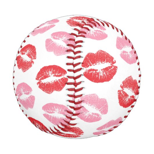 Lippen, rot und rosa, Lippenmuster, Lippenstift, K Baseball (Schrägansicht)