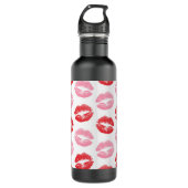 Lippen, rot und rosa, Lippenmuster, Lippenstift, K Edelstahlflasche (Vorderseite)