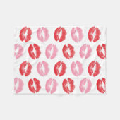 Lippen, rot und rosa, Lippenmuster, Lippenstift, K Fleecedecke (Vorderseite (Horizontal))