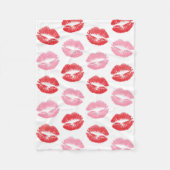 Lippen, rot und rosa, Lippenmuster, Lippenstift, K Fleecedecke (Vorderseite)