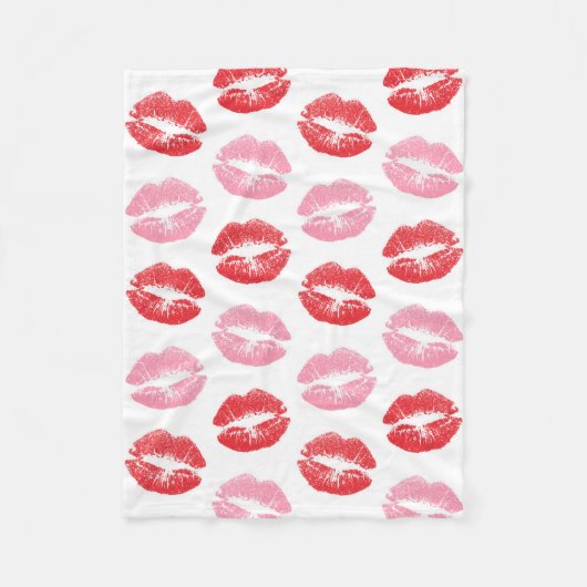 Lippen, rot und rosa, Lippenmuster, Lippenstift, K Fleecedecke (Vorderseite)