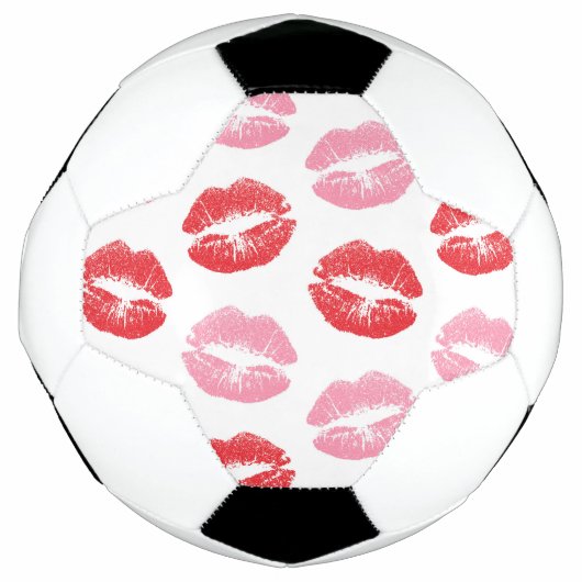 Lippen, rot und rosa, Lippenmuster, Lippenstift, K Fußball (Vorderseite)