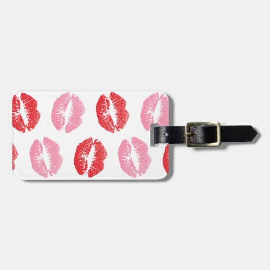 Lippen, rot und rosa, Lippenmuster, Lippenstift, K Gepäckanhänger (Vorderseite horizontal)