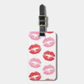 Lippen, rot und rosa, Lippenmuster, Lippenstift, K Gepäckanhänger (Vorderseite vertikal)