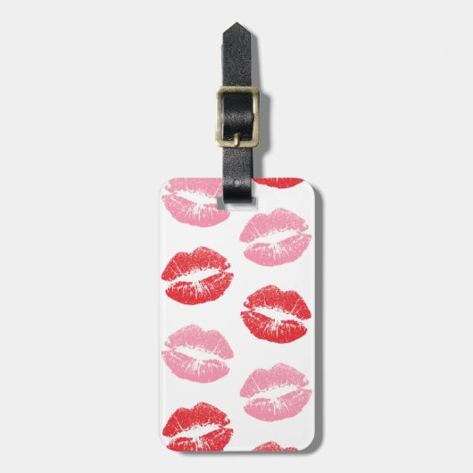 Lippen, rot und rosa, Lippenmuster, Lippenstift, K Gepäckanhänger (Vorderseite vertikal)