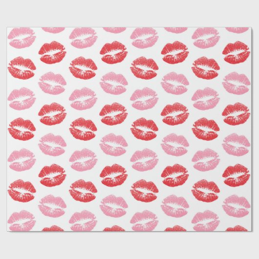 Lippen, rot und rosa, Lippenmuster, Lippenstift, K Geschenkpapier (Flach)
