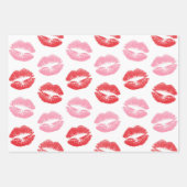 Lippen, rot und rosa, Lippenmuster, Lippenstift, K Geschenkpapier Set (Vorderseite)