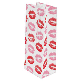 Lippen, rot und rosa, Lippenmuster, Lippenstift, K Geschenktüte Für Weinflaschen