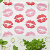 Lippen, rot und rosa, Lippenmuster, Lippenstift, K Geschirrtuch (Gefaltet)