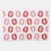 Lippen, rot und rosa, Lippenmuster, Lippenstift, K Geschirrtuch (Horizontal)