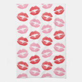 Lippen, rot und rosa, Lippenmuster, Lippenstift, K Geschirrtuch (Vertikal)