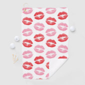 Lippen, rot und rosa, Lippenmuster, Lippenstift, K Golfhandtuch (Insitu)