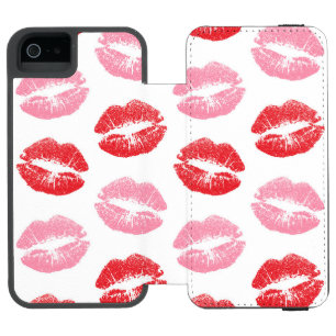 Lippen, rot und rosa, Lippenmuster, Lippenstift, K Incipio Watson™ iPhone 5 Geldbörsen Hülle