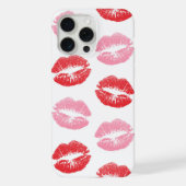 Lippen, rot und rosa, Lippenmuster, Lippenstift, K iPhone Hülle (Rückseite)