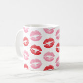 Lippen, rot und rosa, Lippenmuster, Lippenstift, K Kaffeetasse (Vorderseite Links)
